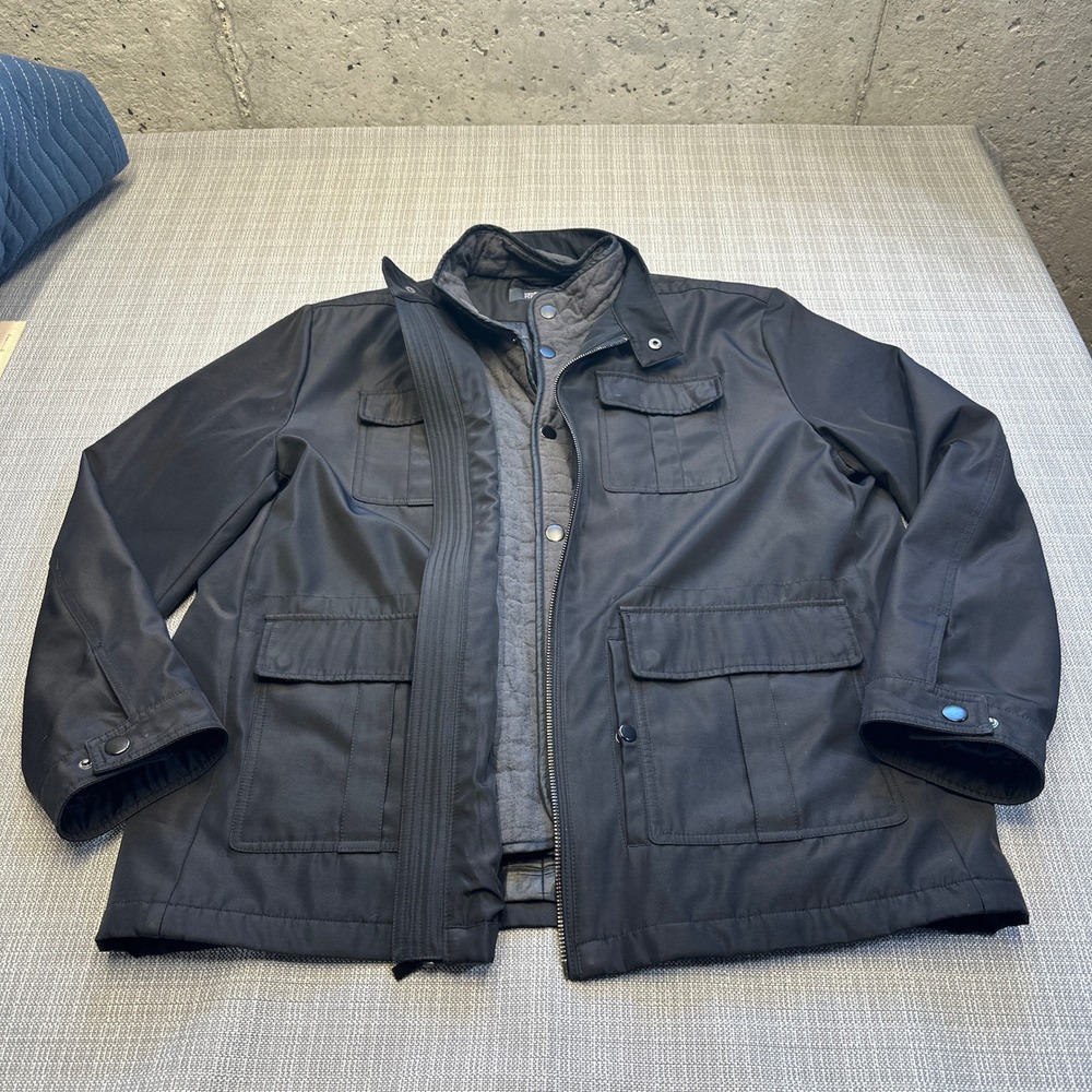 Kenneth Cole Reaction Jacket Mens XL Black Quilted Lined‎ Full Zip Field